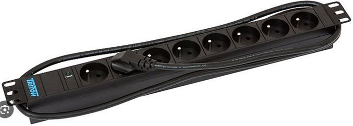 Triton 19" rozvodný panel 1U 8x230V ČSN kontrolka, černý 2m