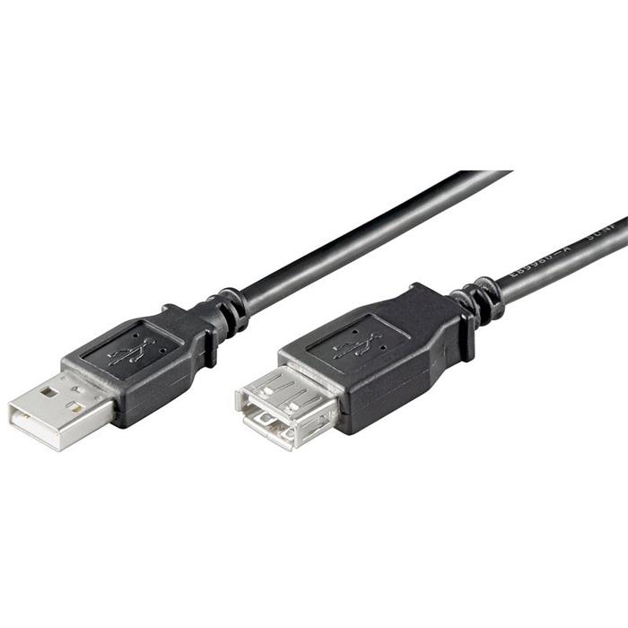 USB 2.0 kabel prodlužovací A-A, M-F, černý, 30cm