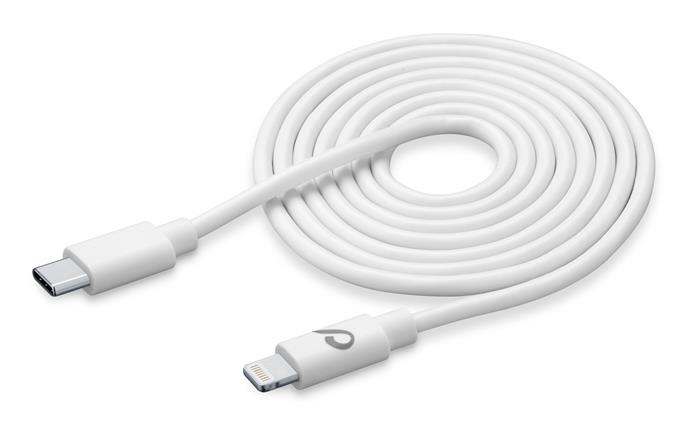 USB-C datový kabel CellularLine s konektorem Lightning, 200 cm, bílý