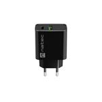 USB nabíječka Natec RIBERA 20W 1X USB-A + 1X USB-C, černá