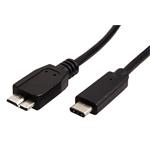 USB SuperSpeed 5Gbps kabel microUSB3.0 B(M) - USB C(M), 0,5m, černý