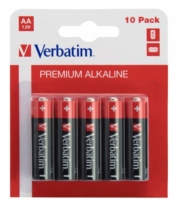 Verbatim AA alkalické baterie, 1.5V, 10ks, blister