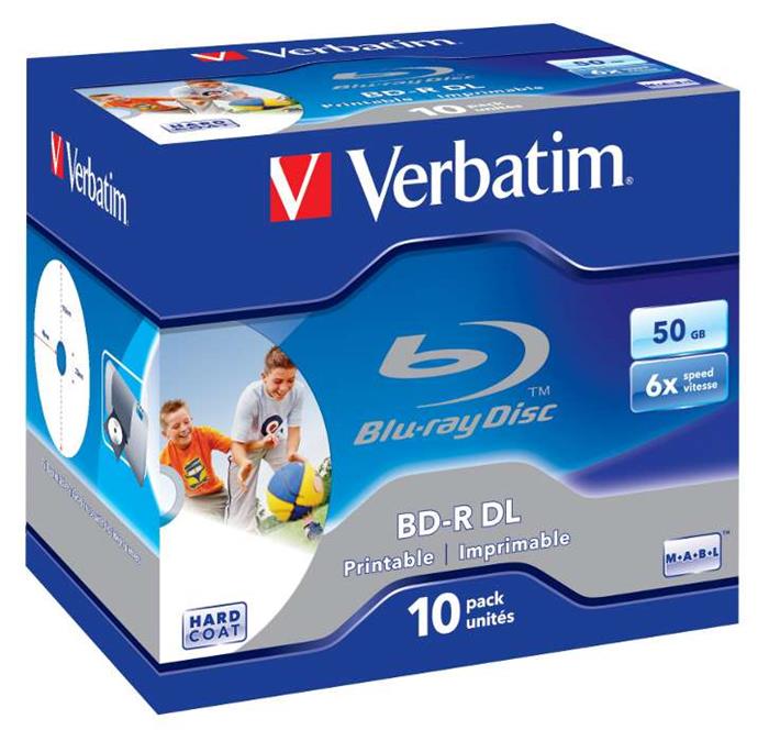 Verbatim BD-R DL Wide Printable, 50GB, no ID, 6x, 10ks, jewel case