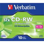 Verbatim CD-RW, 700MB, 12x, 10ks, jewel case
