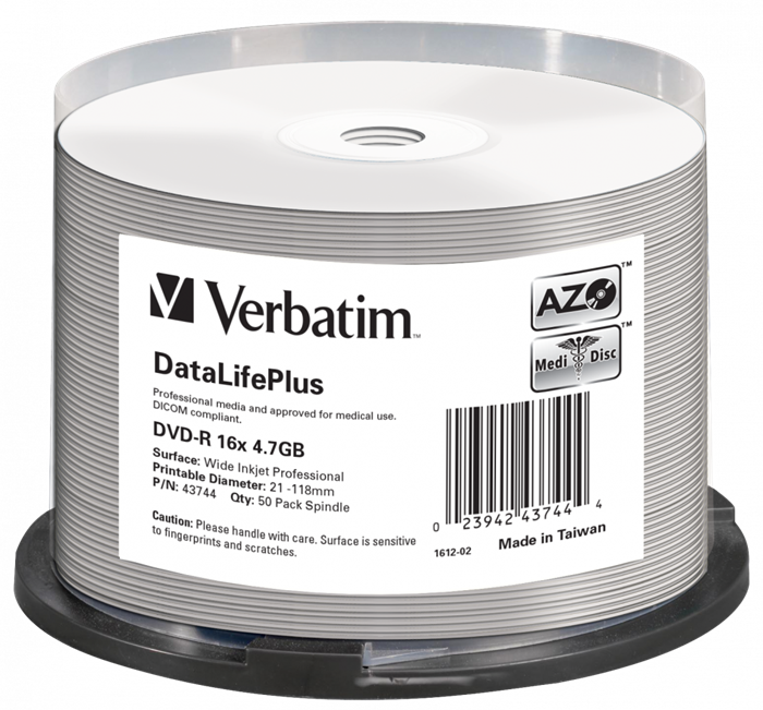 Verbatim DataLifePlus DVD-R Wide Printable, 4.7GB, no ID, 16x, 50ks, spindle