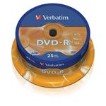 Verbatim DVD-R Matt Silver, 4.7GB, 16x, 25ks, spindle