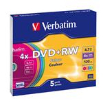 Verbatim DVD+RW Colours, 4.7GB, 4x, 5ks, slim case