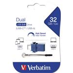 Verbatim Store 'n' Go Dual Drive 32GB flash disk, USB 3.0/USB-C