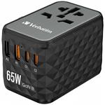 VERBATIM UTA-05 GaN III Univerzální cestovní adaptér s 2x USB-C PD 65W & QC 4+ / 2x USB-A