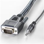VGA+Audio kabel, MD15HD+jack3.5M - MD15HD+jack3.5M, 15m