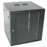 XtendLan 12U/600x600, na zeď, jednodílný, rozložený, skleněné dveře, černý