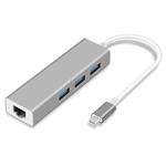 XtendLan Hub USB C 3.1 (gen1) s Gigabitovým Ethernet adaptérem, 3x USB  3.0, pokovený box