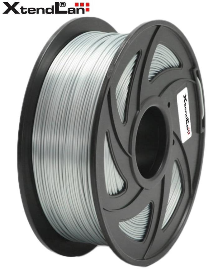 XtendLAN PLA filament 1,75mm lesklý stříbrný 1kg