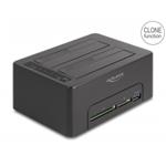 Delock Duální USB dokovací stanice pro 2 x HDD / SSD SATA s funkcí klonování a čtečkou karet + přídavný port USB