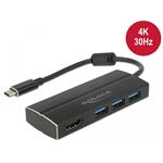 Delock USB-C adaptér na 3x USB 3.0 + 1x HDMI (DP Alt Mód) 4K 30 Hz