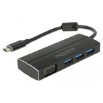 Delock USB-C adaptér na 3x USB 3.0 1x VGA (DP Alt Mód)