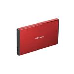 Natec Rhino Go, externí box pro 2.5" HDD, USB 3.0, hliníkové tělo, červený