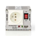 Nedis PIMS30012E - Měnič, Modifikovaná Sinusová Vlna | 12 V DC - 230 V AC | 300 W | Type E / USB | Pojistka | Stříbrná